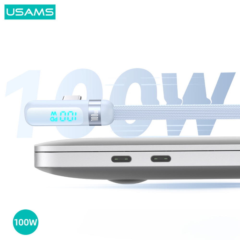 USAMS καλώδιο USB-C US-SJ653, 100W, 480Mbps, flat, 1.2m, μπλε