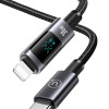 USAMS καλώδιο Lightning σε USB-C US-SJ672, 30W, 480Mbps, 1.2m, μαύρο