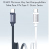 USAMS καλώδιο USB-C SJ756, 60W, 480Mbps, 1.2m, μαύρο/λευκό