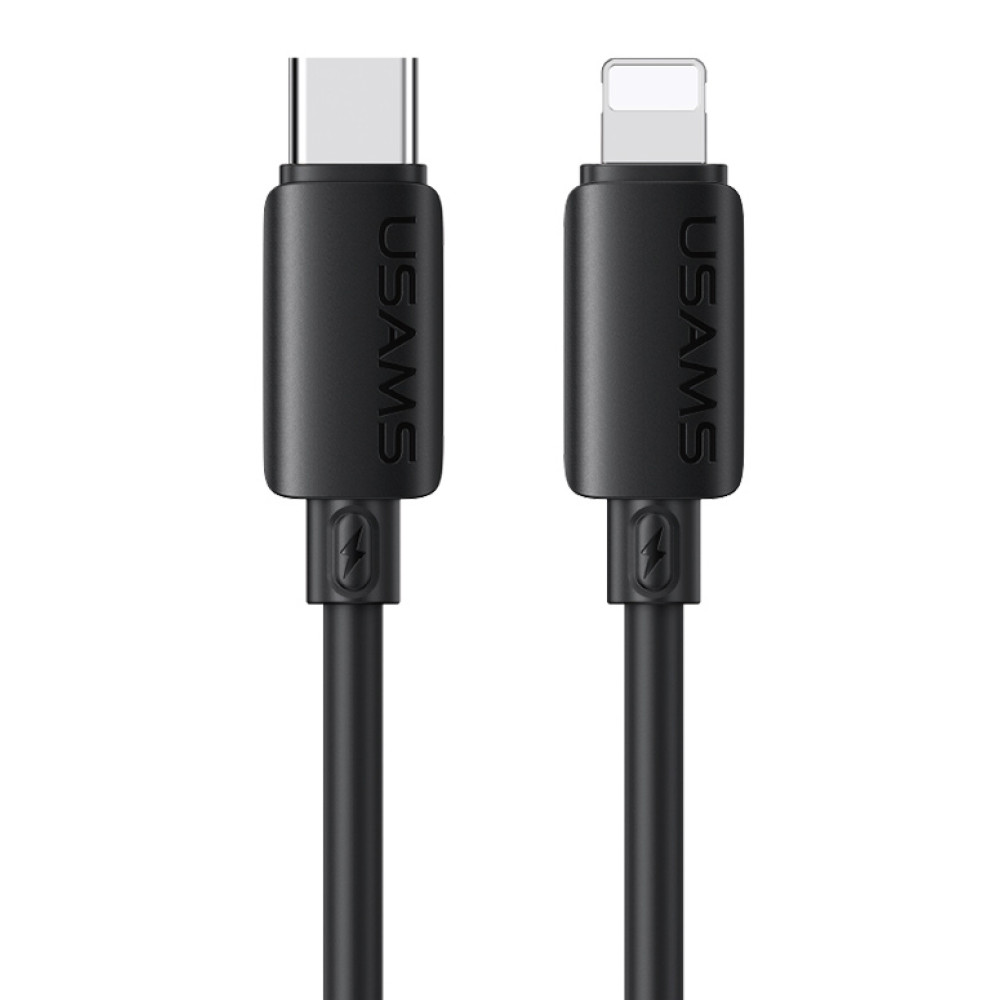 USAMS καλώδιο Lightning σε USB-C SJ788, σιλικόνης, 30W, 480Mbps, 1m, μαύρο
