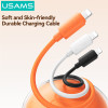 USAMS καλώδιο Lightning σε USB-C SJ788, σιλικόνης, 30W, 480Mbps, 1m, πορτοκαλί