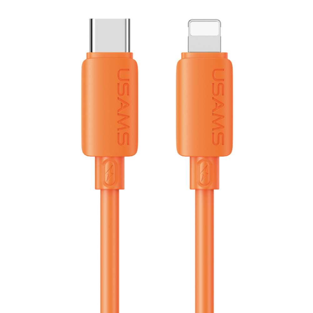USAMS καλώδιο Lightning σε USB-C SJ788, σιλικόνης, 30W, 480Mbps, 1m, πορτοκαλί