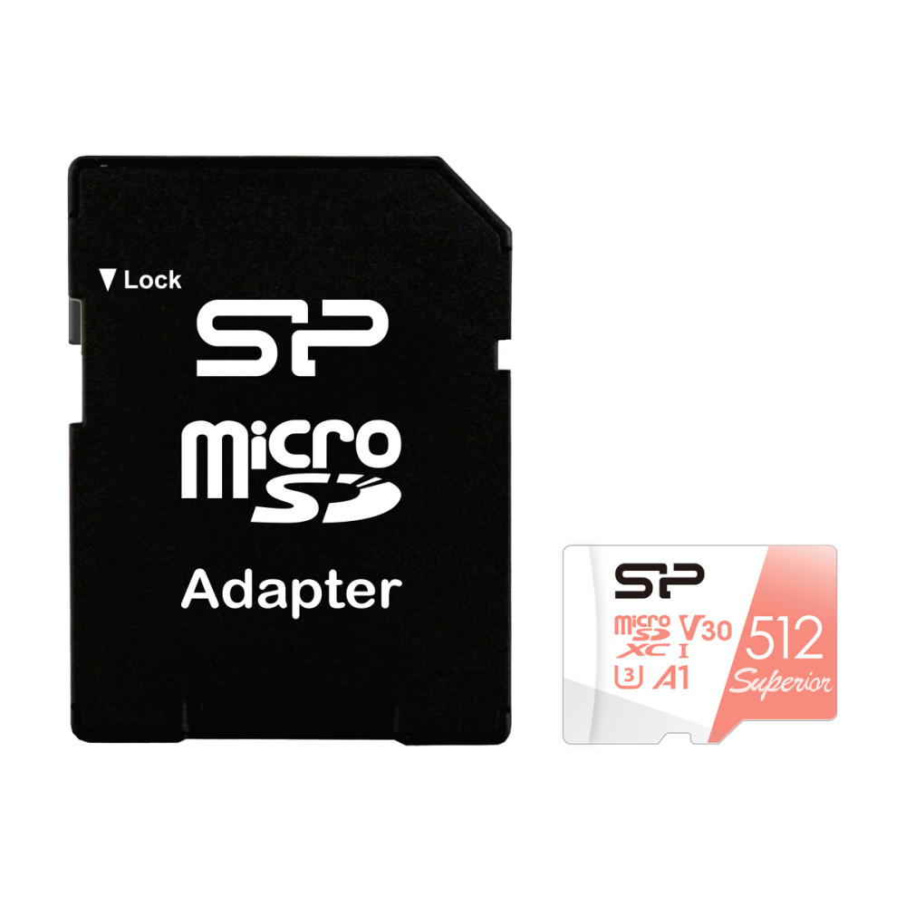 SILICON POWER κάρτα μνήμης microSDXC Superior, 512GB, C10 UHS-I U3 A1 V30