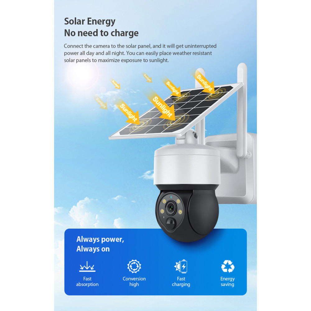 SECTEC smart ηλιακή κάμερα ST-S517C-3M, 3MP, PIR, PTZ, cloud/micro SD, WiFi