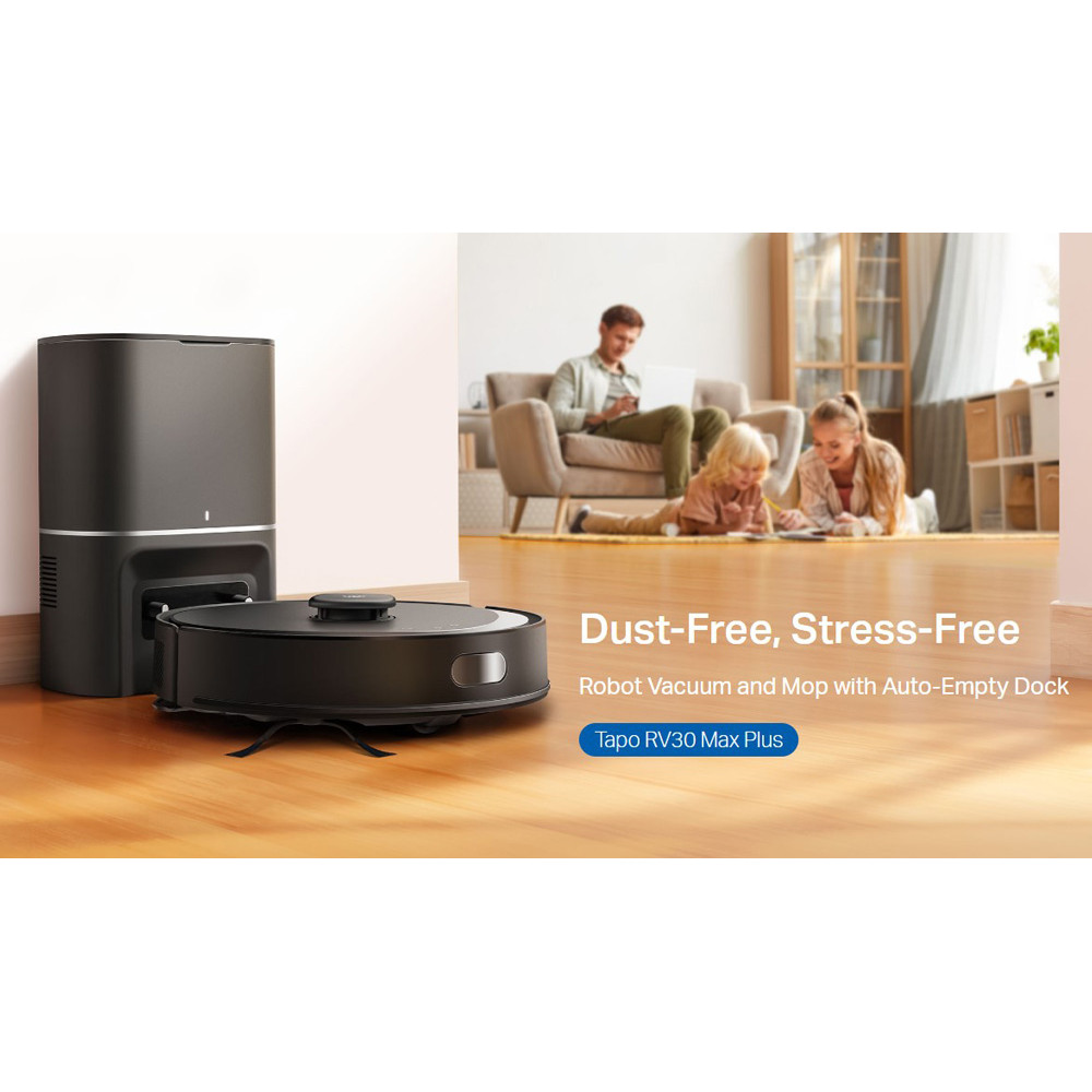 TP-LINK ρομποτική σκούπα Tapo RV30 Max Plus για σκούπισμα & σφουγγάρισμα, με χαρτογράφηση, WiFi, μαύρη, V1.0