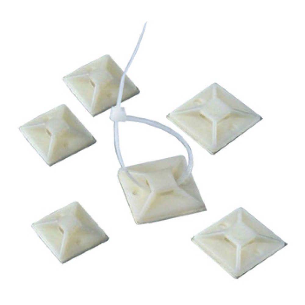 POWERTECH αυτοκόλλητη βάση δεματικών TIES-004, 30x30mm, 50τμχ, λευκό
