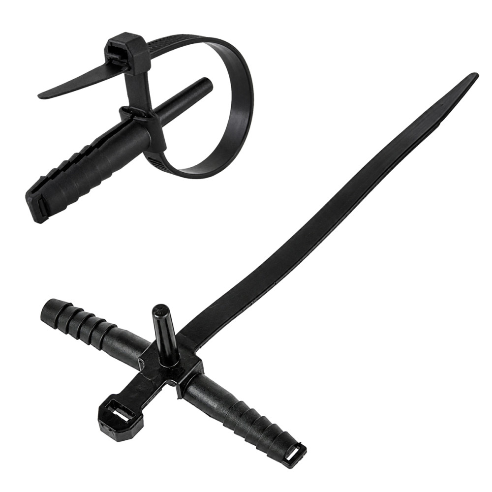 POWERTECH δεματικά καλωδίων με ούπα TIES-084, 7x150mm, μαύρα, 100τμχ