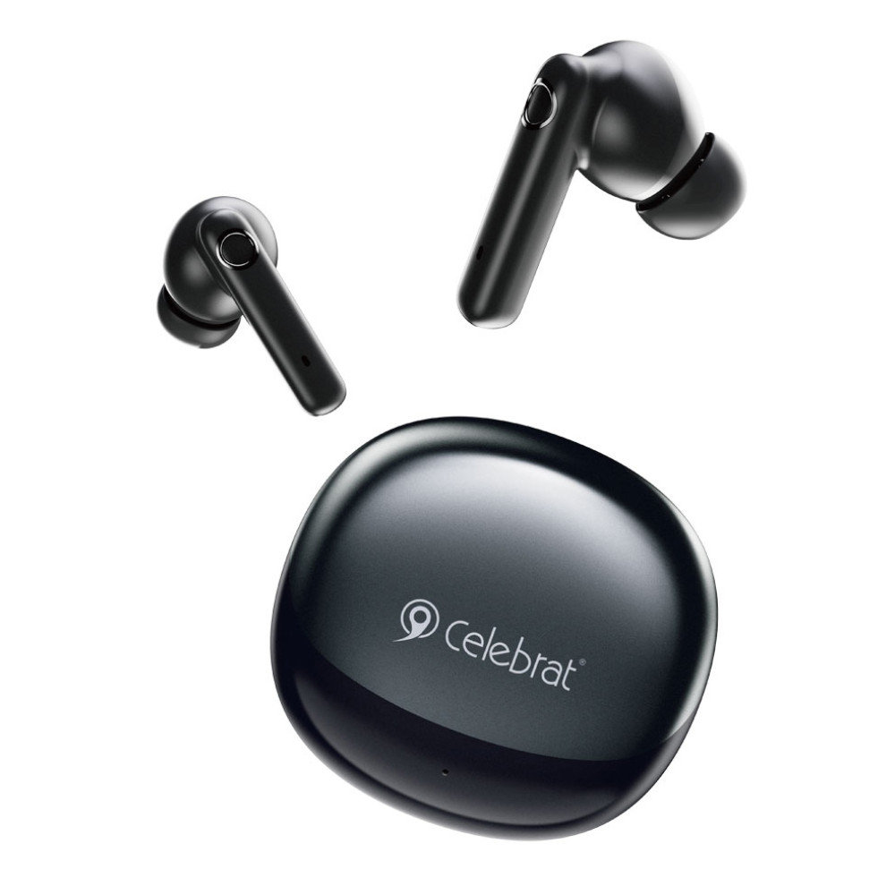 CELEBRAT earphones με θήκη φόρτισης W71, True Wireless, 10mm, 30/200mAh, μαύρα