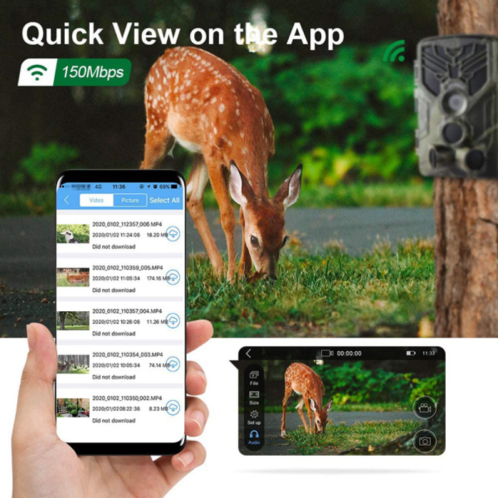 SUNTEK κάμερα για κυνηγούς WIFI830, PIR, 24MP, 1296p, WiFi, BT, IP66
