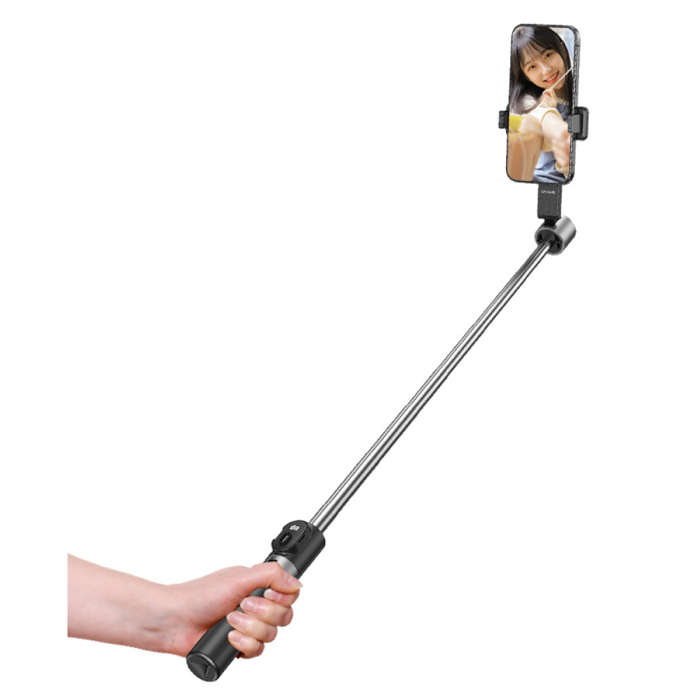 USAMS selfie stick ZB324 με τρίποδο, έως 110cm, Bluetooth, μαύρο