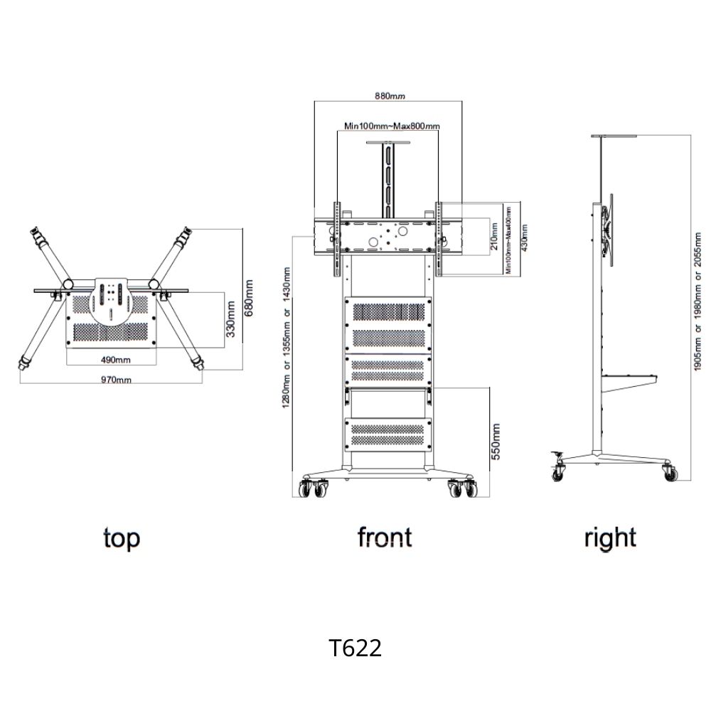 Βάση Τηλεόρασης Επιδαπέδια Focus Mount T622 32"-85" έως 90kg