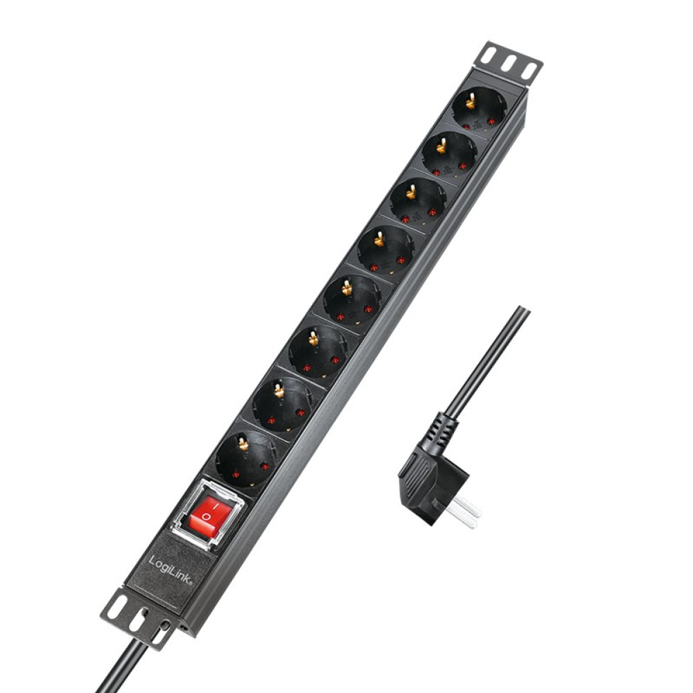 Πολύπριζο 8 Θέσεων 1U Logilink PDU8C01 με Διακόπτη