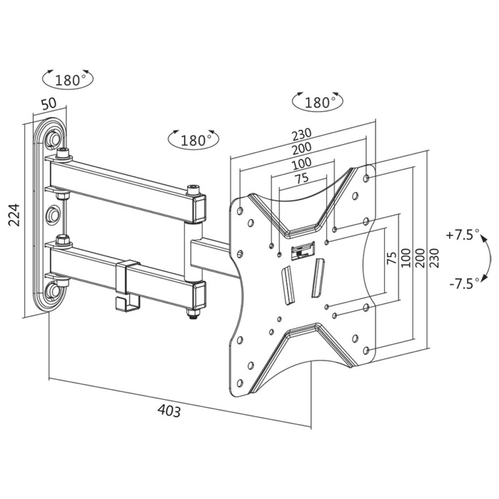 Βάση Τηλεόρασης Επιτοίχια Logilink BP0008 23"-42" έως 25kg