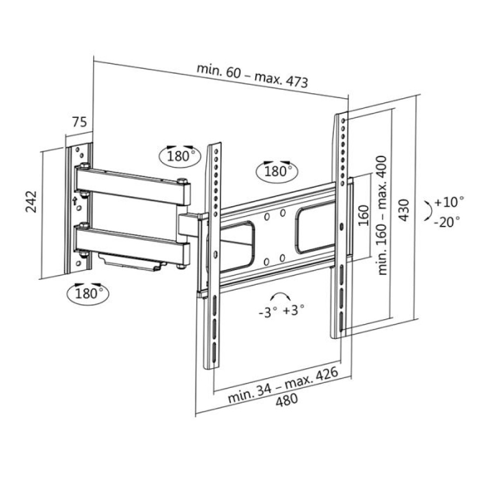 Βάση Τηλεόρασης Επιτοίχια LogiLink BP0014 32"-55" έως 50kg