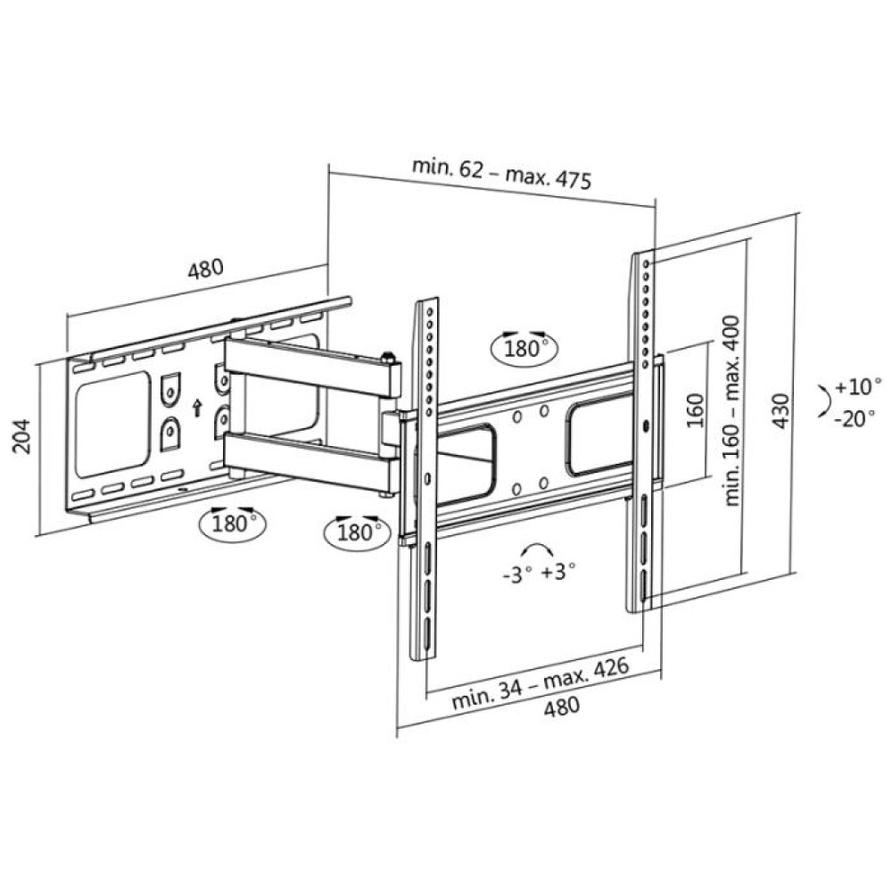 Βάση Τηλεόρασης Επιτοίχια LogiLink BP0015 32"-55" έως 50kg