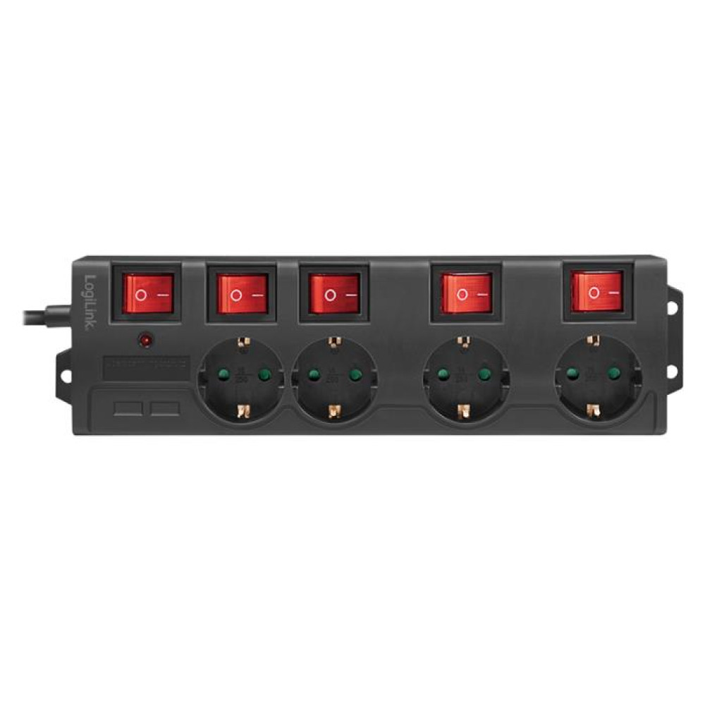 Πολύπριζο 4 Θέσεων LogiLink LPS251, με 5 Διακόπτες 1.5m Μάυρο