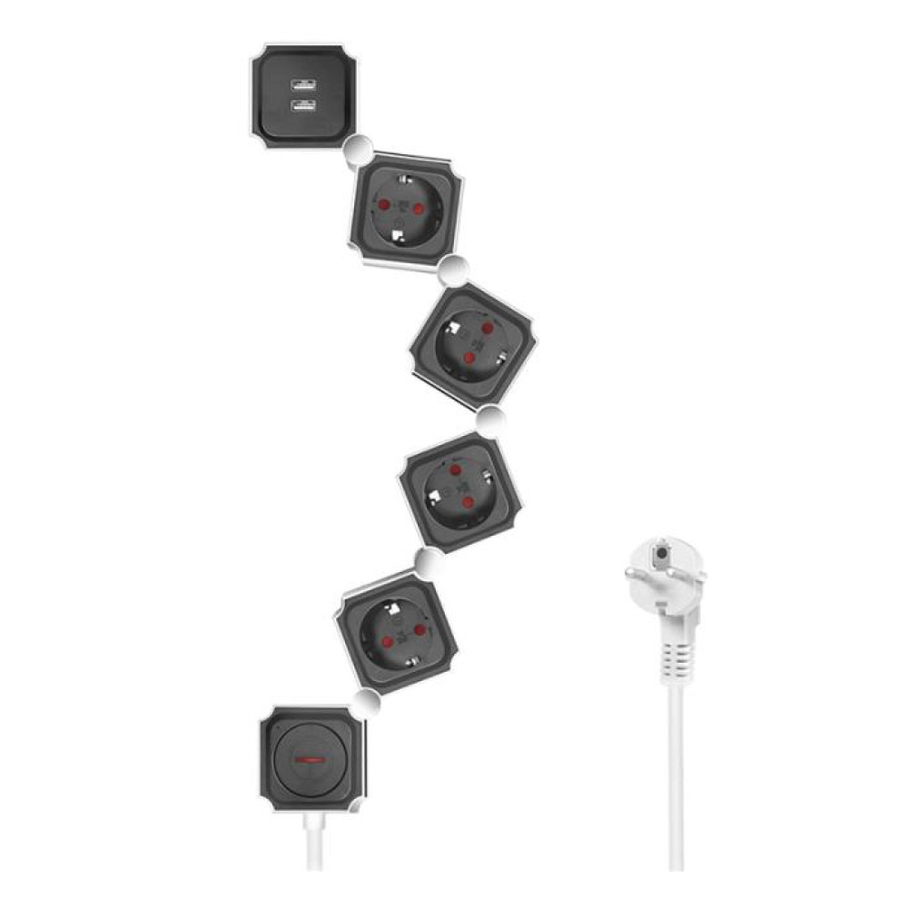 Πολύπριζο 4 Θέσεων LogiLink LPS276U, με 2 Θύρες USB 1.5m Λευκό
