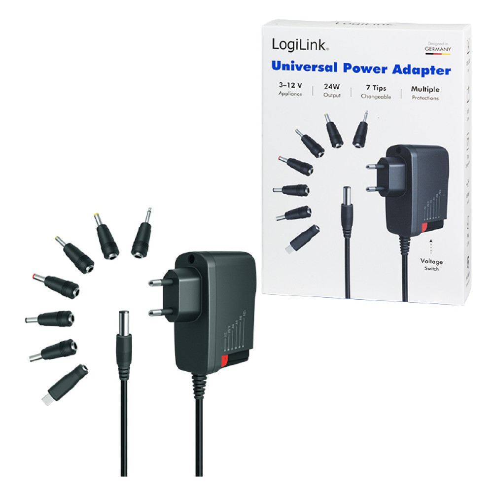Universal Τροφοδοτικό LogiLink PA0161A 3-12V 24W(7 βύσματα)