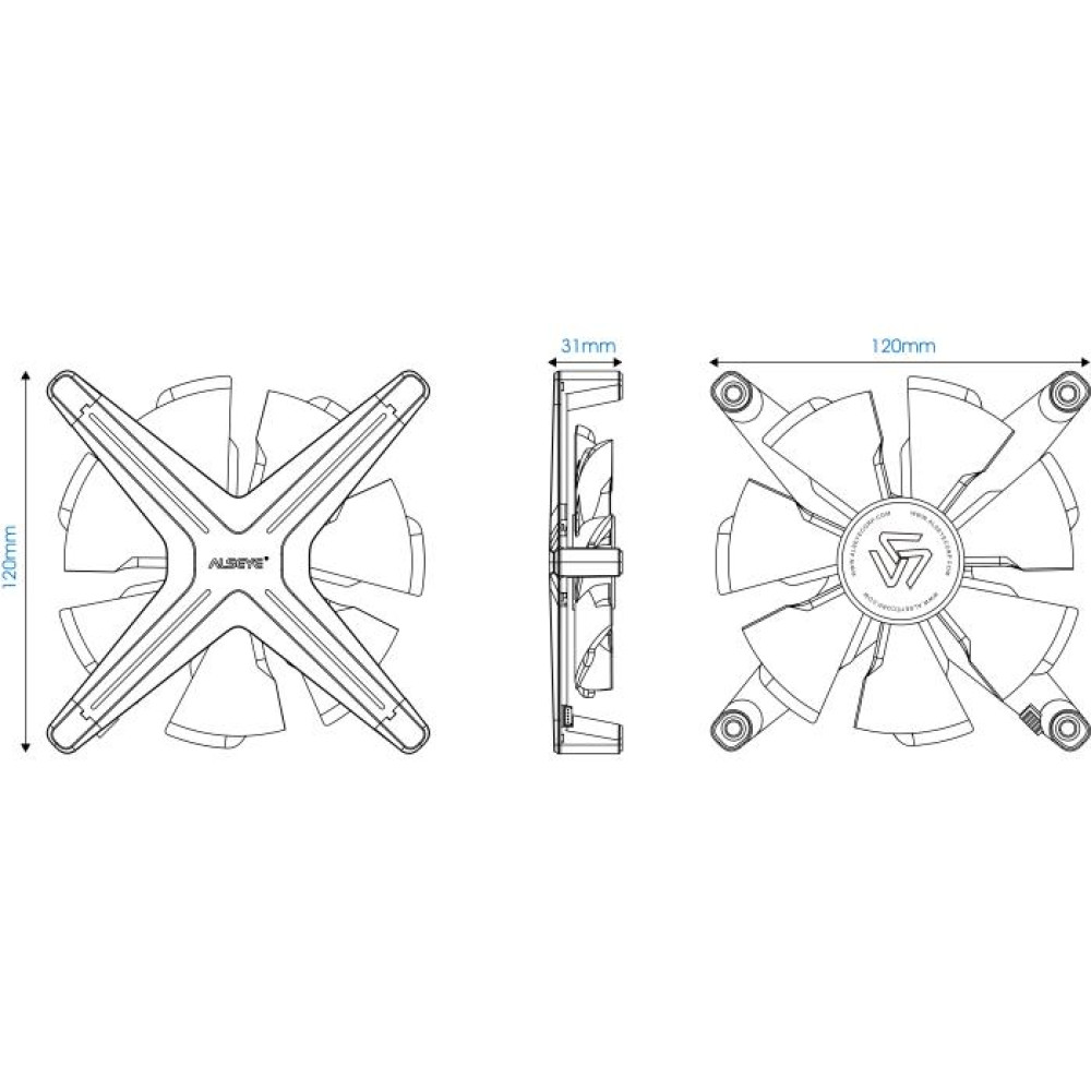 Case Cooler 12cm Alseye X12 RGB-Fan Kit