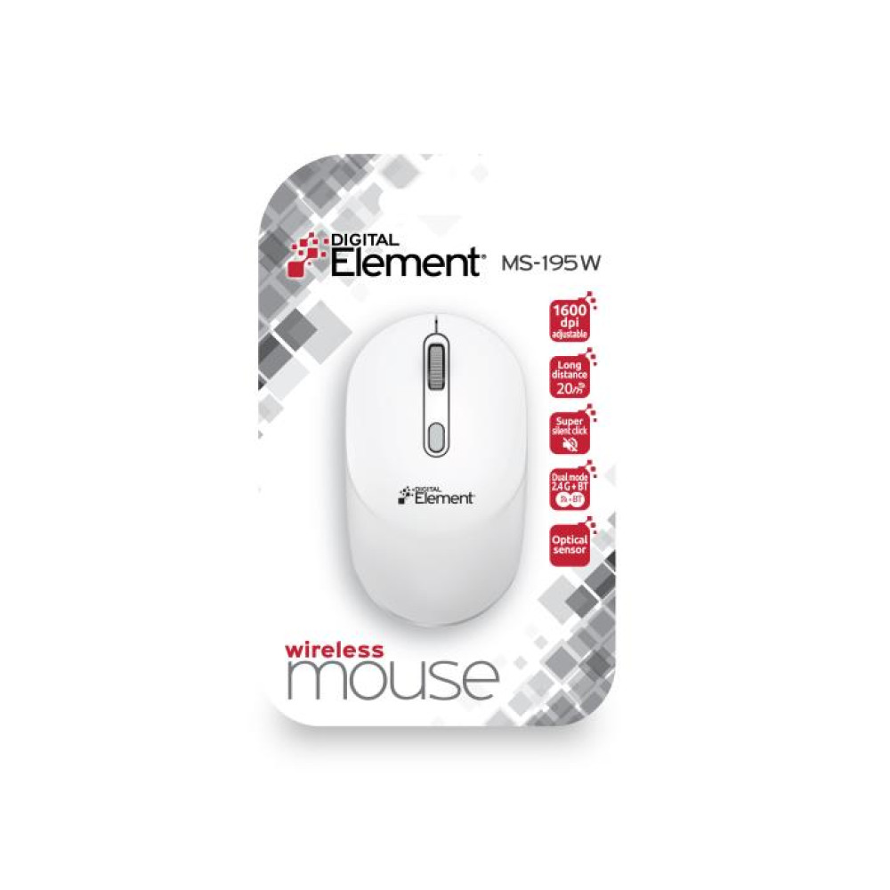 Ασύρματο Ποντίκι 2.4 GHz/BT  Element MS-195W Λευκό