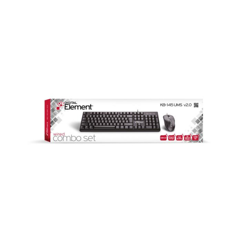 Eνσύρματο Πληκτρολόγιο & Ποντίκι Element KB-145UMS v2.0