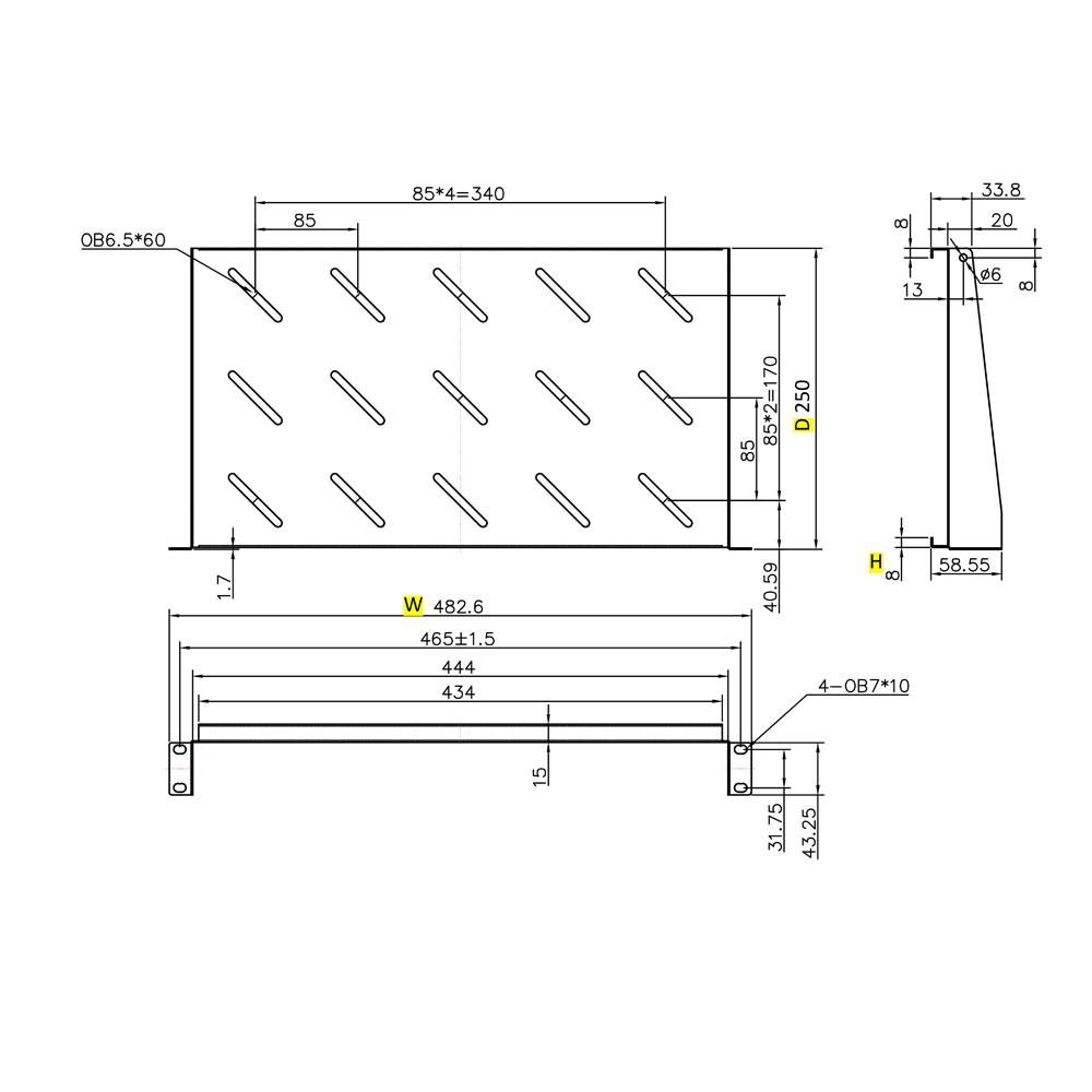 Ράφι Cantilever 1U Power On CS-1-250 Βάθους 250mm