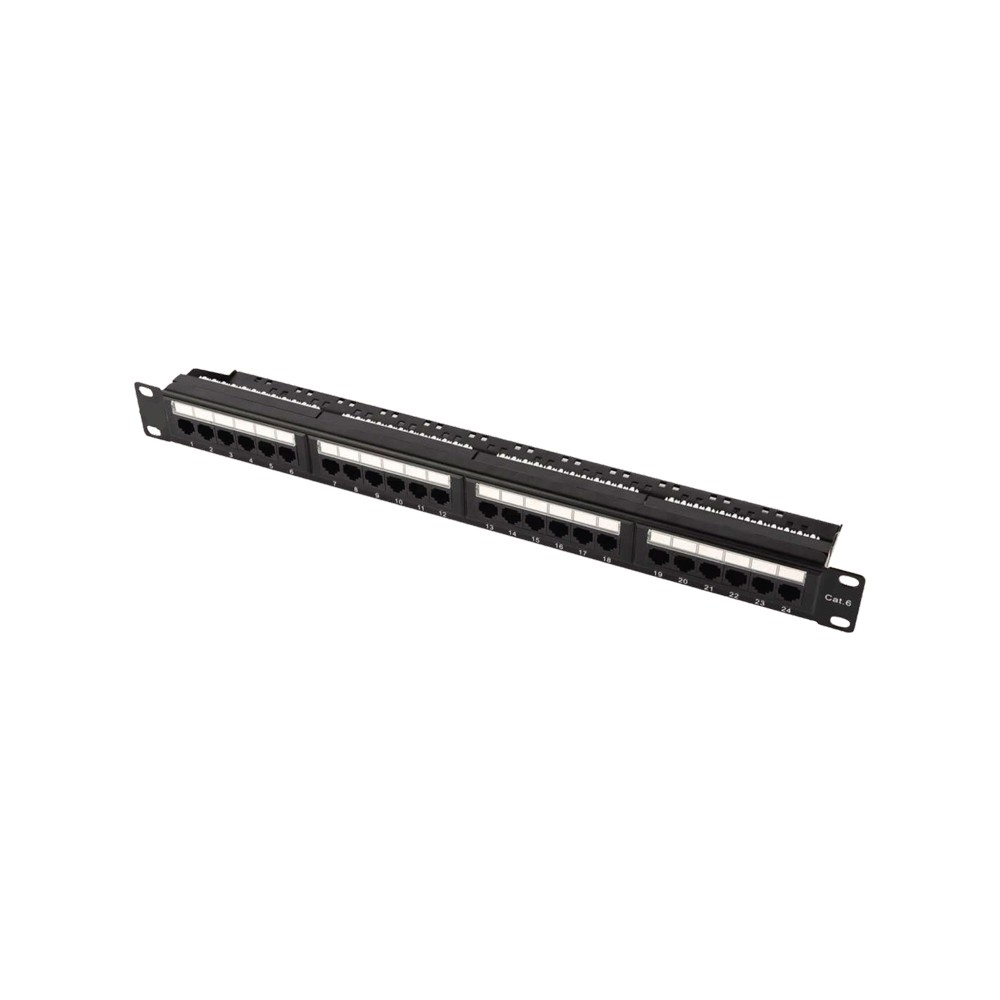 Patch Panel CAT6 24 Θέσεων 1U Power On PP-C6-U24 UTP με Βάση Στήριξης