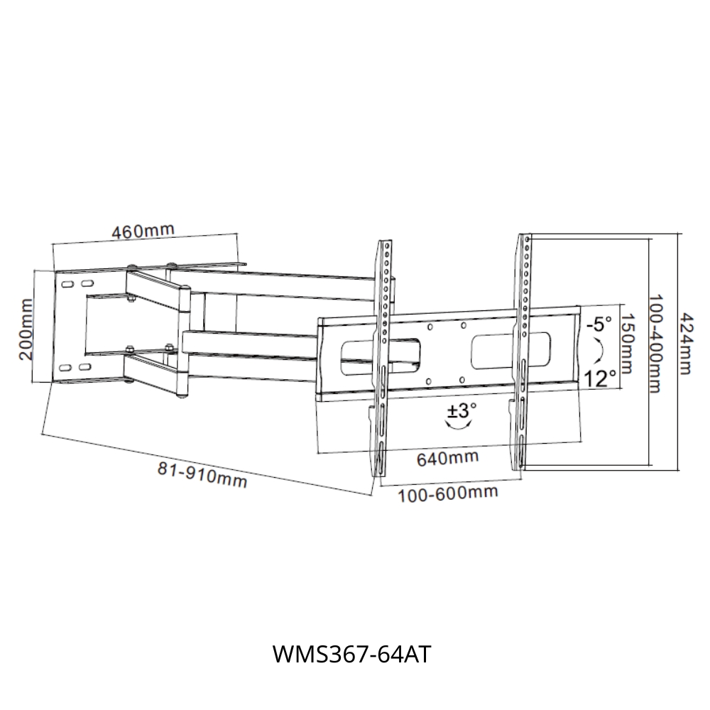 Βάση Τηλεόρασης Επιτοίχια Focus Mount WMS367-64AT 32"-80" έως 60kg