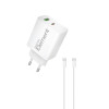 Φορτιστής Σπιτιού GaN PD 45W Element CH-350 2 Θέσεων, με καλώδιο USB-C 65W 1m Λευκό