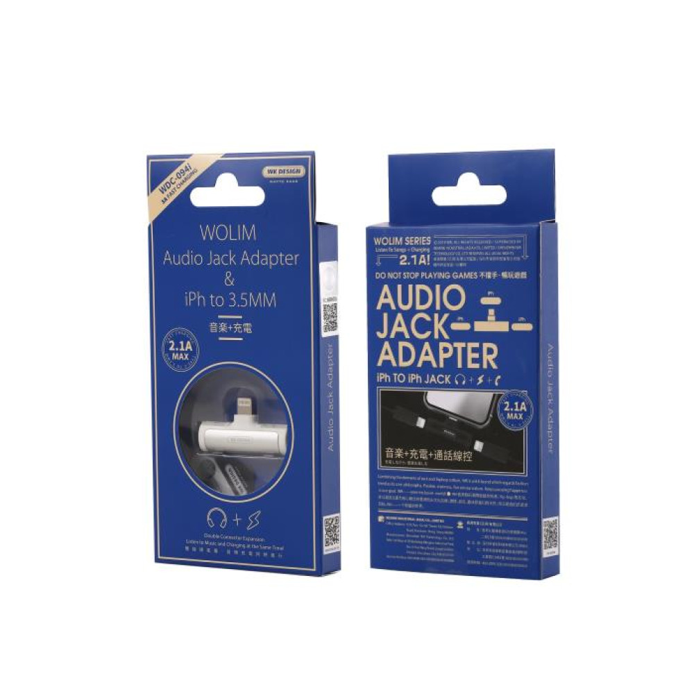 Αντάπτορας WK WDC-094i Lightning σε 2 Θύρες 3,5mm/F Λευκό