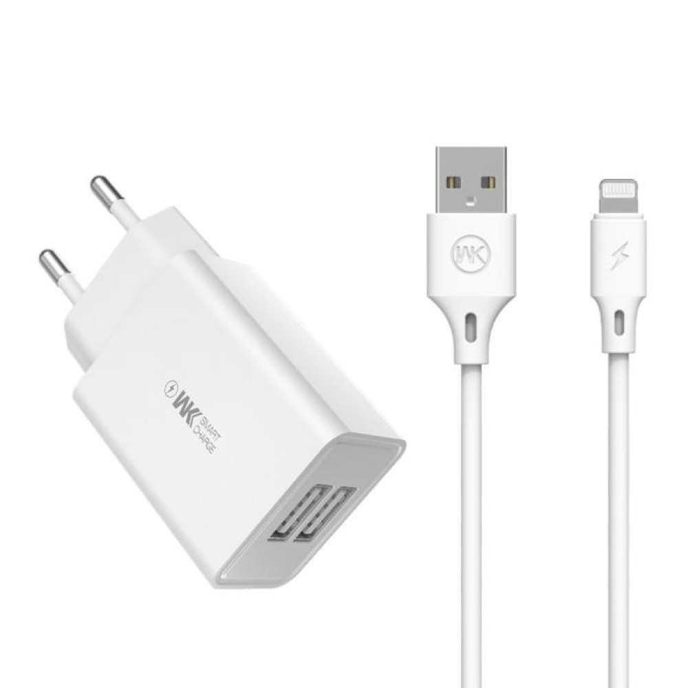 Φορτιστής Σπιτιού 10W WK WP-U56 2 Θέσεων, με καλώδιο Lightning Λευκό