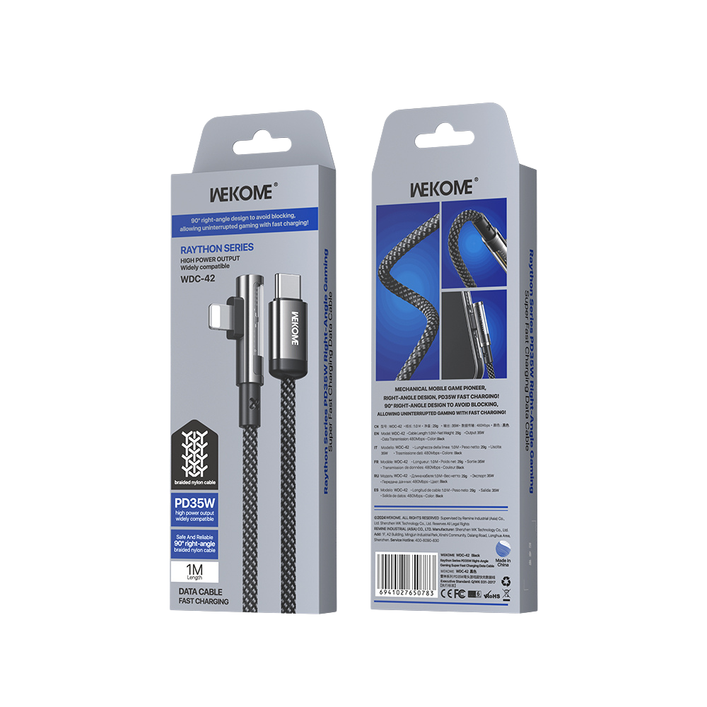 Καλώδιο Φόρτισης WK WDC-42 USB-C σε Lightning PD 35W 1m Γκρι