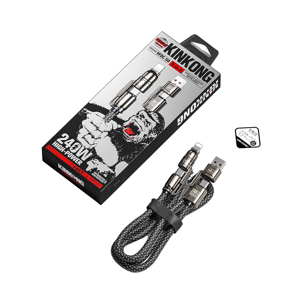 Καλώδιο Φόρτισης WK WDC-50 4 σε 1 PD 240W 1m Γκρι
