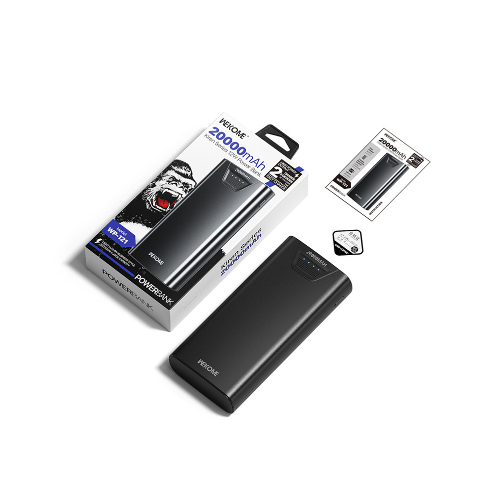 Power Bank 20000mAh 12W WK WP-121 2 Θέσεων Μαύρο