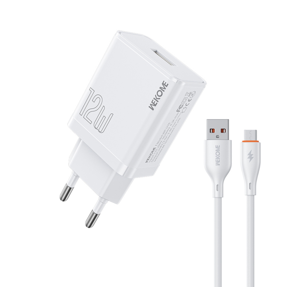 Φορτιστής Σπιτιού 12W WK WP-U76, με καλώδιο USB-C Λευκό