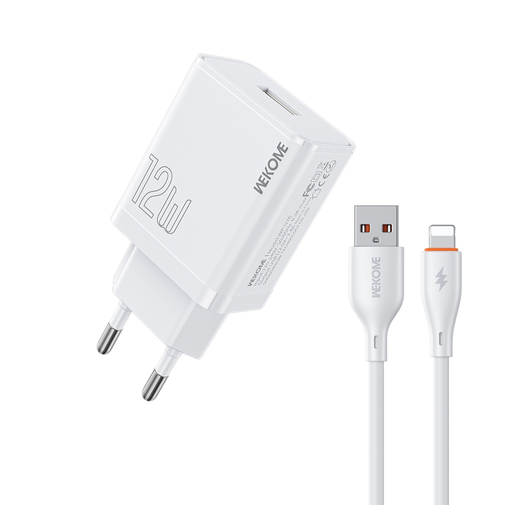 Φορτιστής Σπιτιού 12W WK WP-U76, με καλώδιο Lightning Λευκό