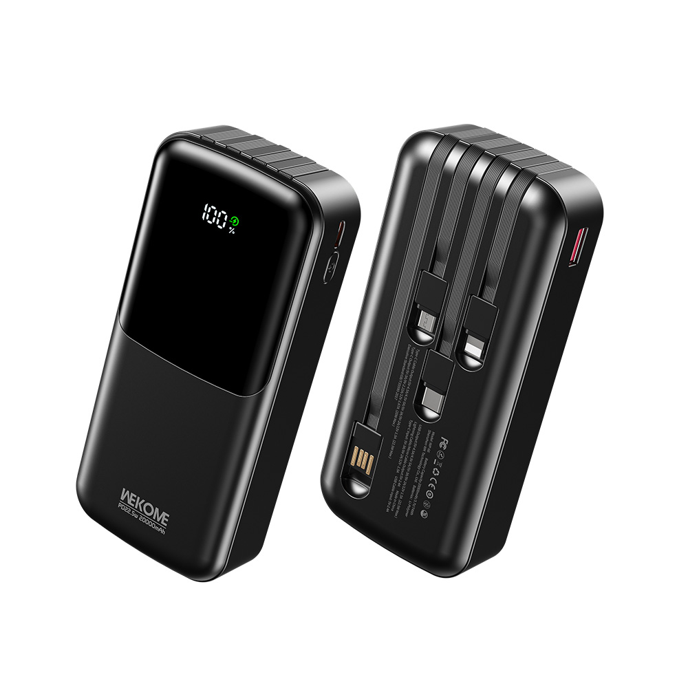 Power Bank 20000mAh PD 22,5W WK WP-66 2 Θέσεων, με καλώδιο USB-C/Lightning/Micro/USB Μαύρο
