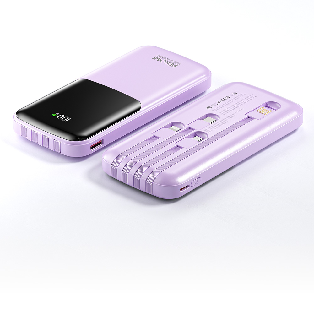 Power Bank 20000mAh PD 22,5W WK WP-66 2 Θέσεων, με καλώδιο USB-C/Lightning/Micro/USB Μωβ