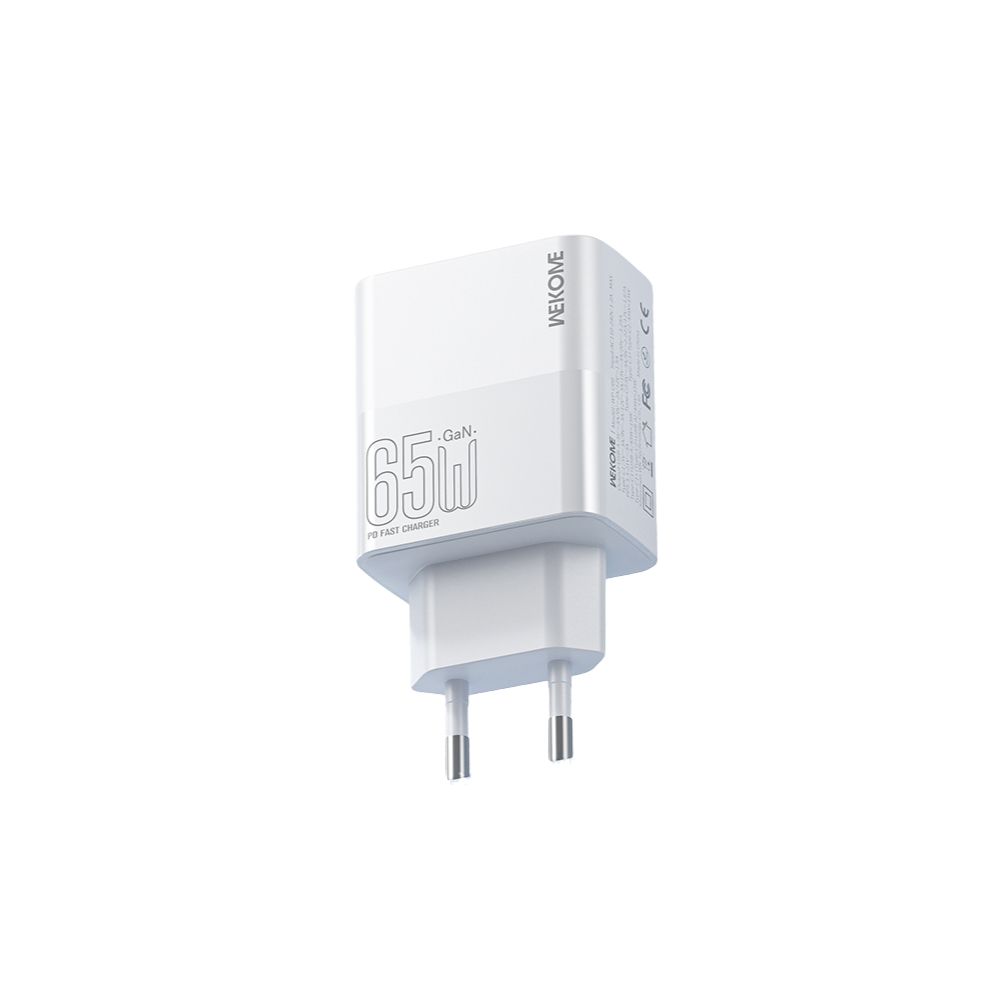 Φορτιστής Σπιτιού GaN PD 65W WK WP-U66 3 Θέσεων Λευκό