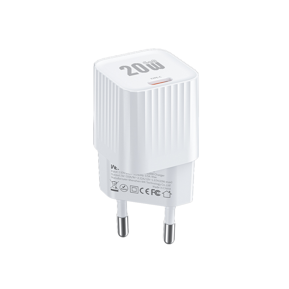 Φορτιστής Σπιτιού GaN PD 20W WK WP-U12 1 Θέσης Λευκό