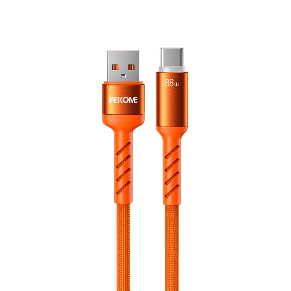 Καλώδιο Φόρτισης με LED WK WDC-C13a USB σε USB-C PD 88W 1.2m Πορτοκαλί