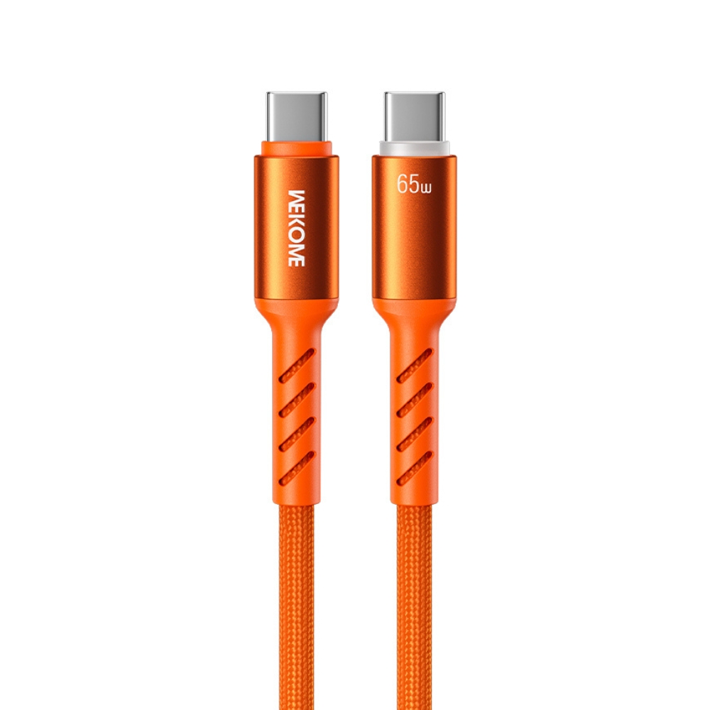 Καλώδιο Φόρτισης με LED WK WDC-C14 USB-C to USB-C PD 65W 1.2m Πορτοκαλί