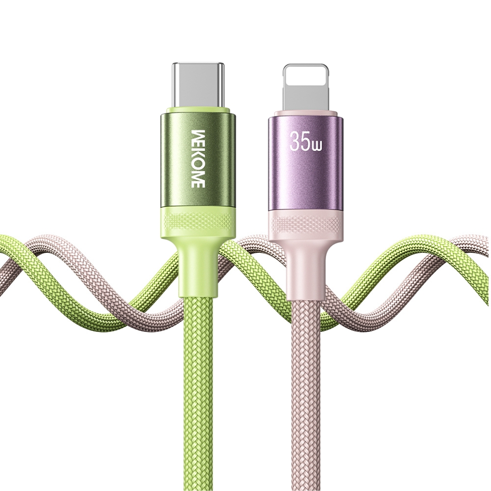 Καλώδιο Φόρτισης WK WDC-C19 USB-C to Lightning PD 35W 1.2m Ροζ-Πράσινο