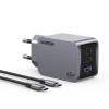 Φορτιστής Σπιτιού GaN PD 65W UGREEN X755 25871 3 Θέσεων, με καλώδιο USB-C 100W 1.5m Γκρί