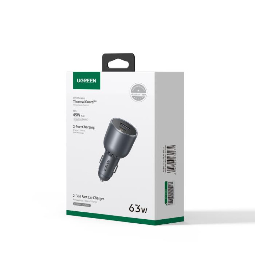 Φορτιστής Αυτοκινήτου 63W UGREEN EC701  35023 2 θέσεων Μαύρο
