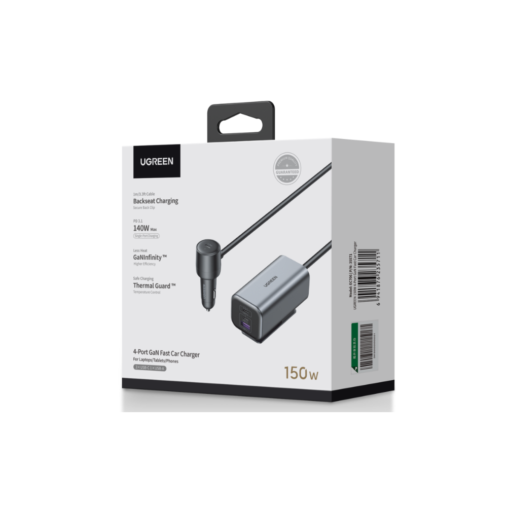 Φορτιστής Αυτοκινήτου GaN PD 150W UGREEN EC706 35571 4 Θέσεων Γκρί