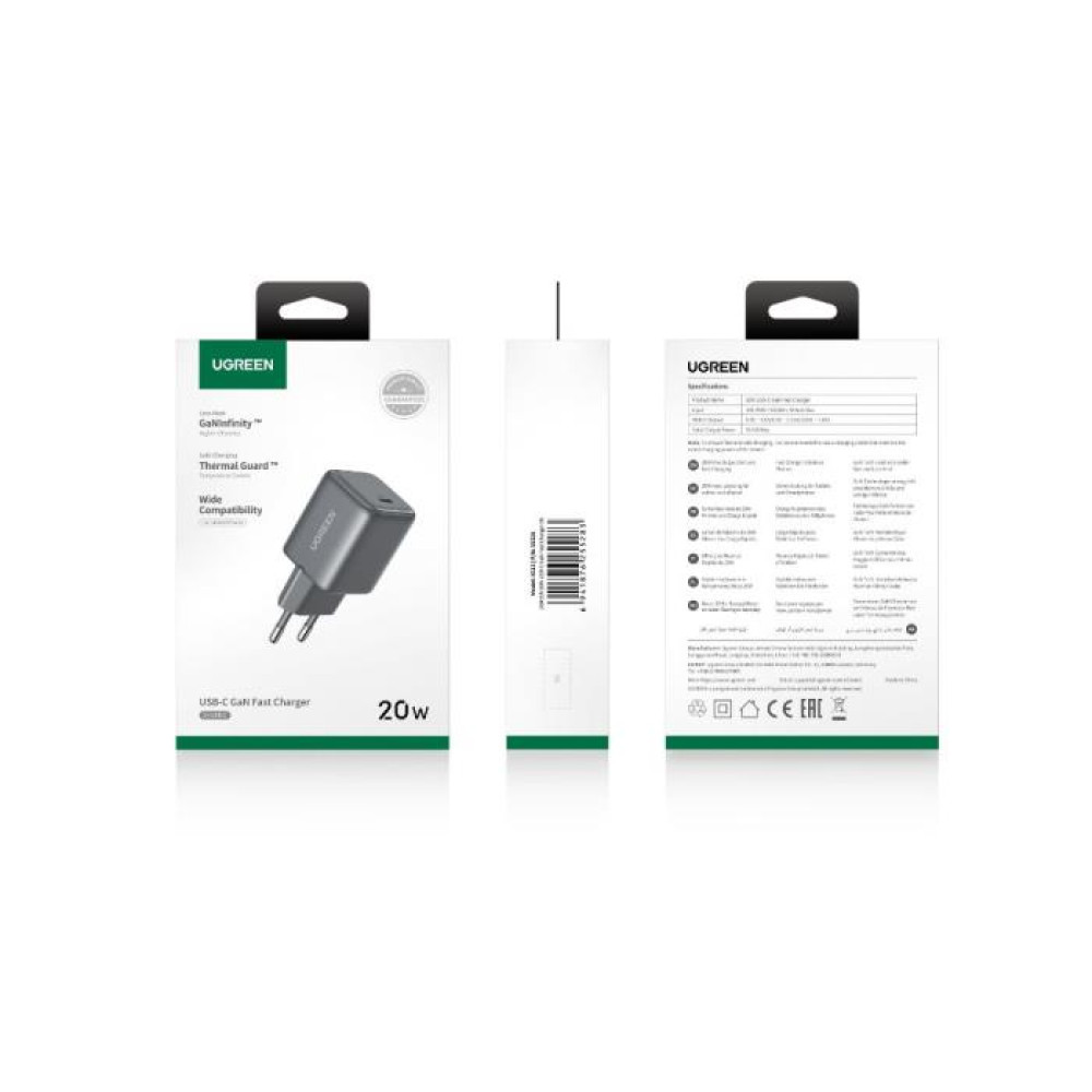Φορτιστής Σπιτιού GaN PD 20W UGREEN X512 55528 1 Θέσης Γκρι