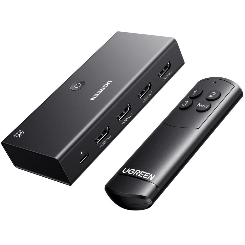 HDMI Switch 3 Θέσεων 4K/60Hz UGREEN AW504 55857, με USB-C τροφοδοσία