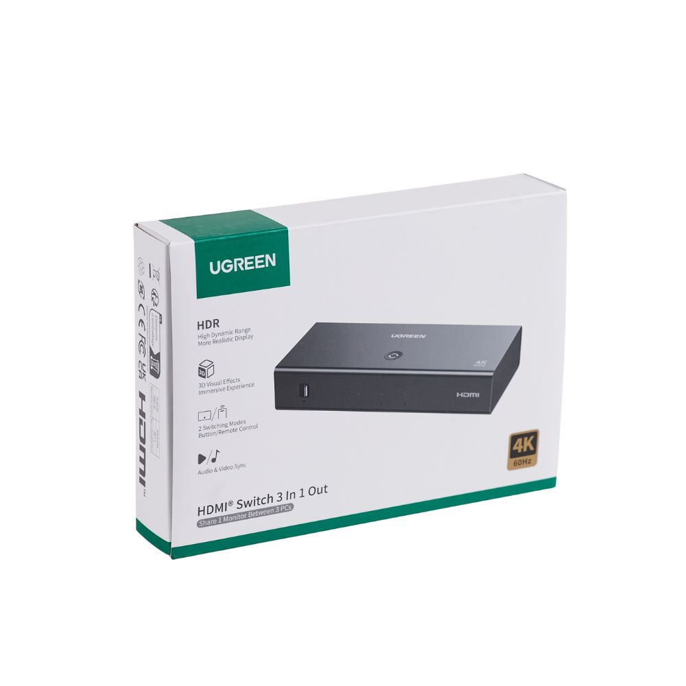 HDMI Switch 3 Θέσεων 4K/60Hz UGREEN AW504 55857, με USB-C τροφοδοσία
