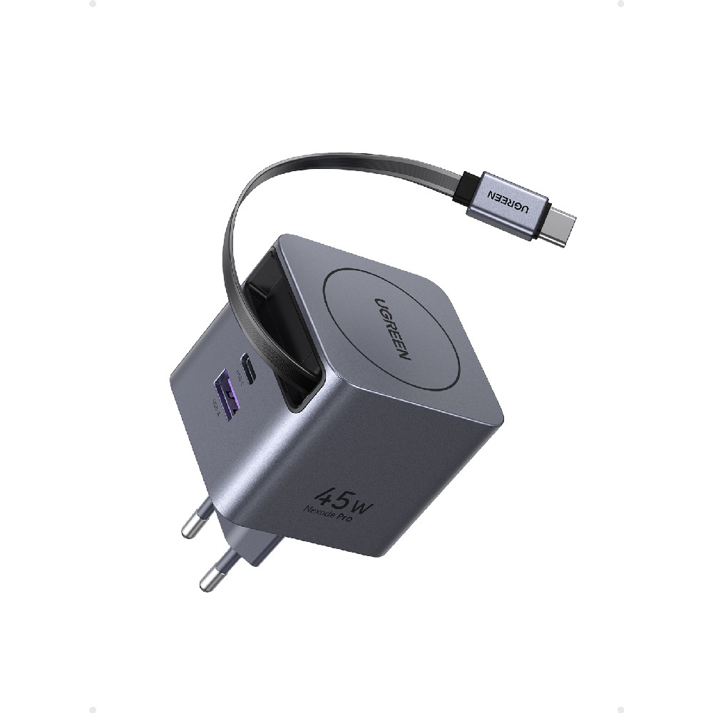 Φορτιστής Σπιτιού GaN PD 45W UGREEN X614 65822 2 Θέσεων, με καλώδιο USB-C 45W Γκρι